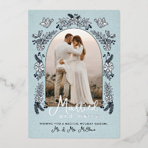 Carte De Vœux En Aluminium Arche photo de Mariage de Noël marié et joyeux