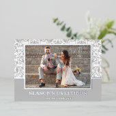 Carte De Vœux En Aluminium Argent Damask (Debout devant)