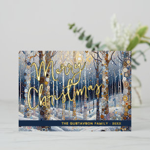 Carte De Vœux En Aluminium Art abstrait rétro amusant de l'hiver enneigé en o