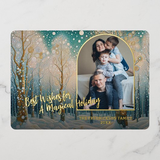 Carte De Vœux En Aluminium Art Abstrait Winter Wonderland Art Gold (Recto)