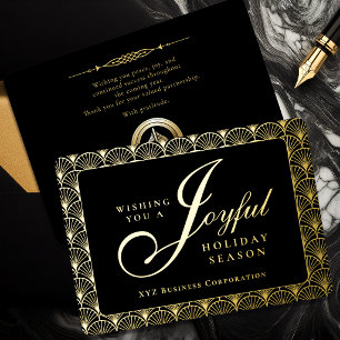 Carte De Vœux En Aluminium Art Déco Joie Entreprise Or Feuille