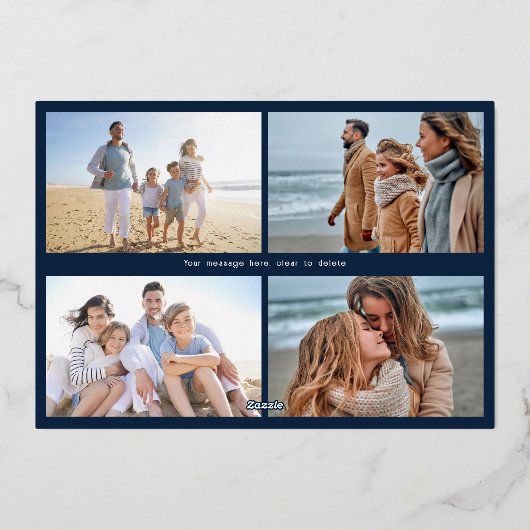 Carte De Vœux En Aluminium Art Déco Nouvel An Photo Marine (Verso)