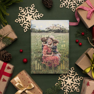 Carte De Vœux En Aluminium Art moderne minimaliste de la ligne de Noël 5 Ph