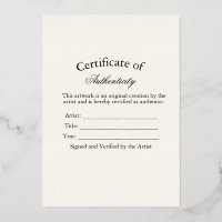 Autocollant de Certificat d'Authenticité Luxe | Iv