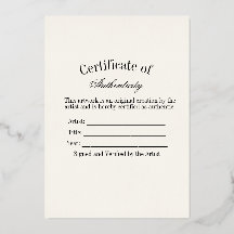 Autocollant de Certificat d'Authenticité Luxe | Iv