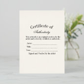 Carte De Vœux En Aluminium Autocollant de Certificat d'Authenticité Luxe | Iv (Debout devant)