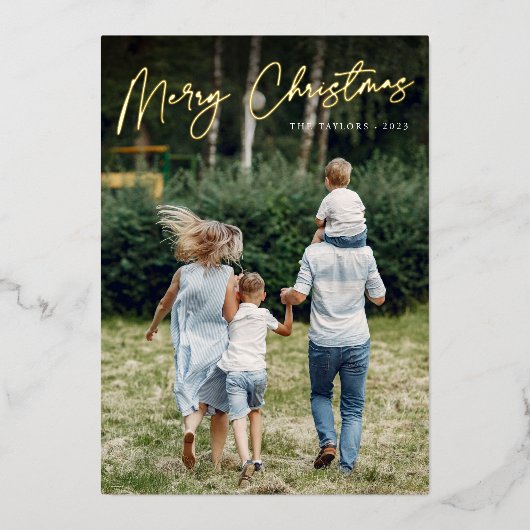 Carte De Vœux En Aluminium Autographe | Joyeux Noël photo verticale (Recto)