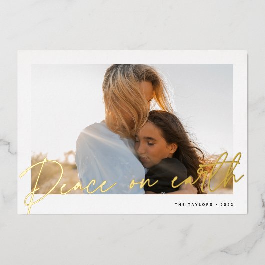 Carte De Vœux En Aluminium Autographe | Paix sur Terre (Recto)