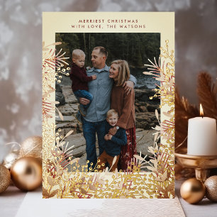 Carte De Vœux En Aluminium Baies de Noël à l'aquarelle et or hivernal Photo