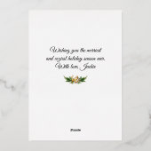 Carte De Vœux En Aluminium Banc cosy Joyeux Noël (Verso)