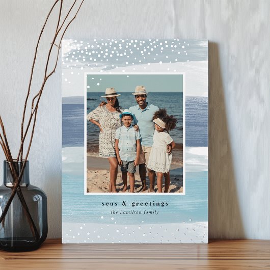 Carte De Vœux En Aluminium Bande côtière | Noël photo verticale