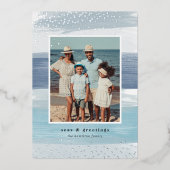 Carte De Vœux En Aluminium Bande côtière | Noël photo verticale (Recto)