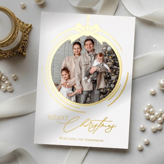 Carte De Vœux En Aluminium Bauble Ornament Calligraphy Christmas One Photo