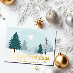 Carte De Vœux En Aluminium Beaux arbres de Noël Or d'hiver