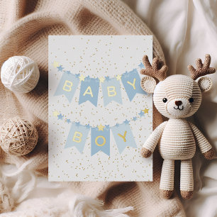 Carte De Vœux En Aluminium Bébé garçon Félicitations Foil Card