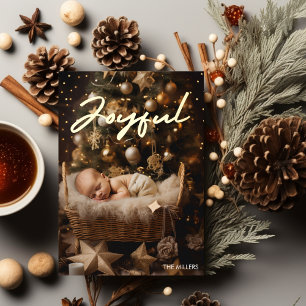 Carte De Vœux En Aluminium Bébé Joyeux Premier Noël Typographie Moderne