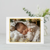 Carte De Vœux En Aluminium Bébé Photo Gold de Noël (Debout devant)