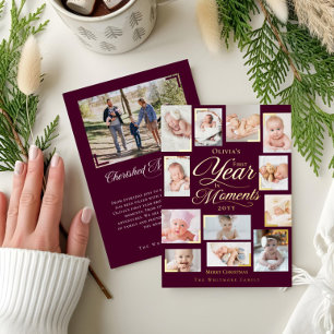 Carte De Vœux En Aluminium Bébé première année en moments Collage photo minim