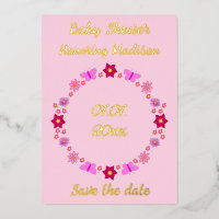 Bébé rose Baby shower papillons et fleurs