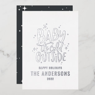 Carte De Vœux En Aluminium Bébé son froid en dehors de Noël minimal moderne