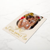 Carte De Vœux En Aluminium Beige Buon Natale Simple Moderne Coquette Bow Phot (Rotation)