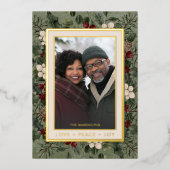 Carte De Vœux En Aluminium Berries d'hiver Green Love Peace Joie Photo (Recto)