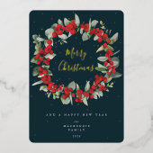 Carte De Vœux En Aluminium Berries rouges+Eucalyptus couronne de Noël non pho (Recto)