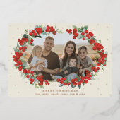 Carte De Vœux En Aluminium Berry rouge crème + Eucalyptus Photo de Noël (Recto)