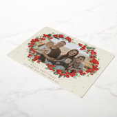 Carte De Vœux En Aluminium Berry rouge crème + Eucalyptus Photo de Noël (Rotation)