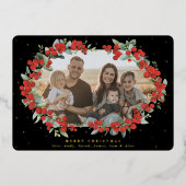 Carte De Vœux En Aluminium Berry rouge noir + Eucalyptus Photo de Noël (Recto)