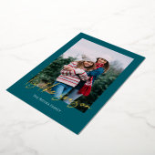 Carte De Vœux En Aluminium Big Script Foil Single Photo Holiday Card (Rotation)