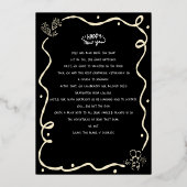 Carte De Vœux En Aluminium Black New Year Cheer Photo Hand Drawn Real Gold (Verso)