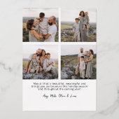 Carte De Vœux En Aluminium Black & White Cheers Élégant Script Noël (Verso)