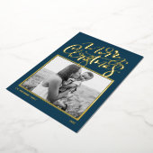 Carte De Vœux En Aluminium Blue Modern Calligraphie Photo Joyeux Noël Foi (Rotation)