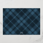 Carte De Vœux En Aluminium Blue Plaid Monogram Photo Christmas (Verso)