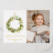 Carte De Vœux En Aluminium Boho Green Wreath Photo (Recto)