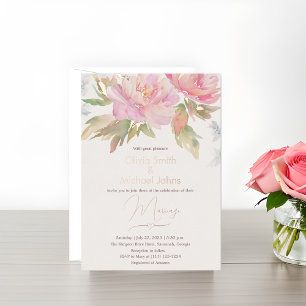 Carte De Vœux En Aluminium Boho rose Peony