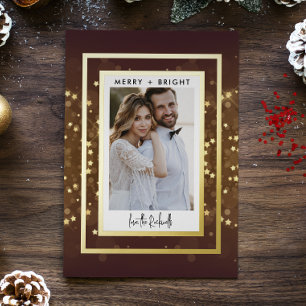 Carte De Vœux En Aluminium Bokeh et paillettes dorés 1 Photo Réaliste