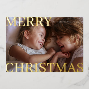 Carte De Vœux En Aluminium Bold Gold Typographie 5 Photo Joyeux Noël