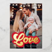 Carte De Vœux En Aluminium Bold Love Script Rouge et or Saint Valentin (Recto)