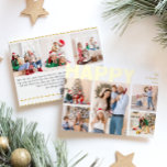 Carte De Vœux En Aluminium Bold Moderne Huit Photo Happy Gold<br><div class="desc">Envoyez des voeux chaleureux cette saison de vacances avec cette carte de vacances unique et mignonne, moderne et audacieuse huit photos en feuille d'or joyeuse. Son design simple et minimaliste présente des éléments d'inspiration boho en feuille d'or. Célébrant l'esprit festif de décembre, ce design apporte une touche joyeuse et amusante...</div>