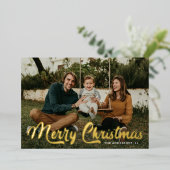 Carte De Vœux En Aluminium Bold Retro Script Joyeux Noël 2 Photo (Debout devant)