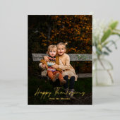 Carte De Vœux En Aluminium Bon thanksgiving de script moderne photo (Debout devant)