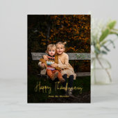 Carte De Vœux En Aluminium Bon thanksgiving de script moderne photo (Debout devant)