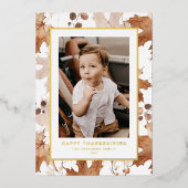 Carte De Vœux En Aluminium Bon thanksgiving Feuille d'automne (Recto)