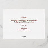 Carte De Vœux En Aluminium Bon thanksgiving personnalisé Feuilles d'automne S (Verso)