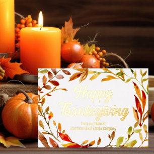 Carte De Vœux En Aluminium Bon thanksgiving personnalisé Feuilles d'automne S