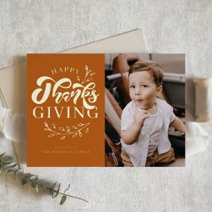 Carte De Vœux En Aluminium Bon thanksgiving photo Orange Foliage Wreath