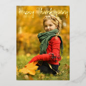 Carte De Vœux En Aluminium Bon thanksgiving Script superposition Photo Chic G (Recto)
