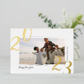 Carte De Vœux En Aluminium Bonne année 2023 Photo et Or brillant (Debout devant)